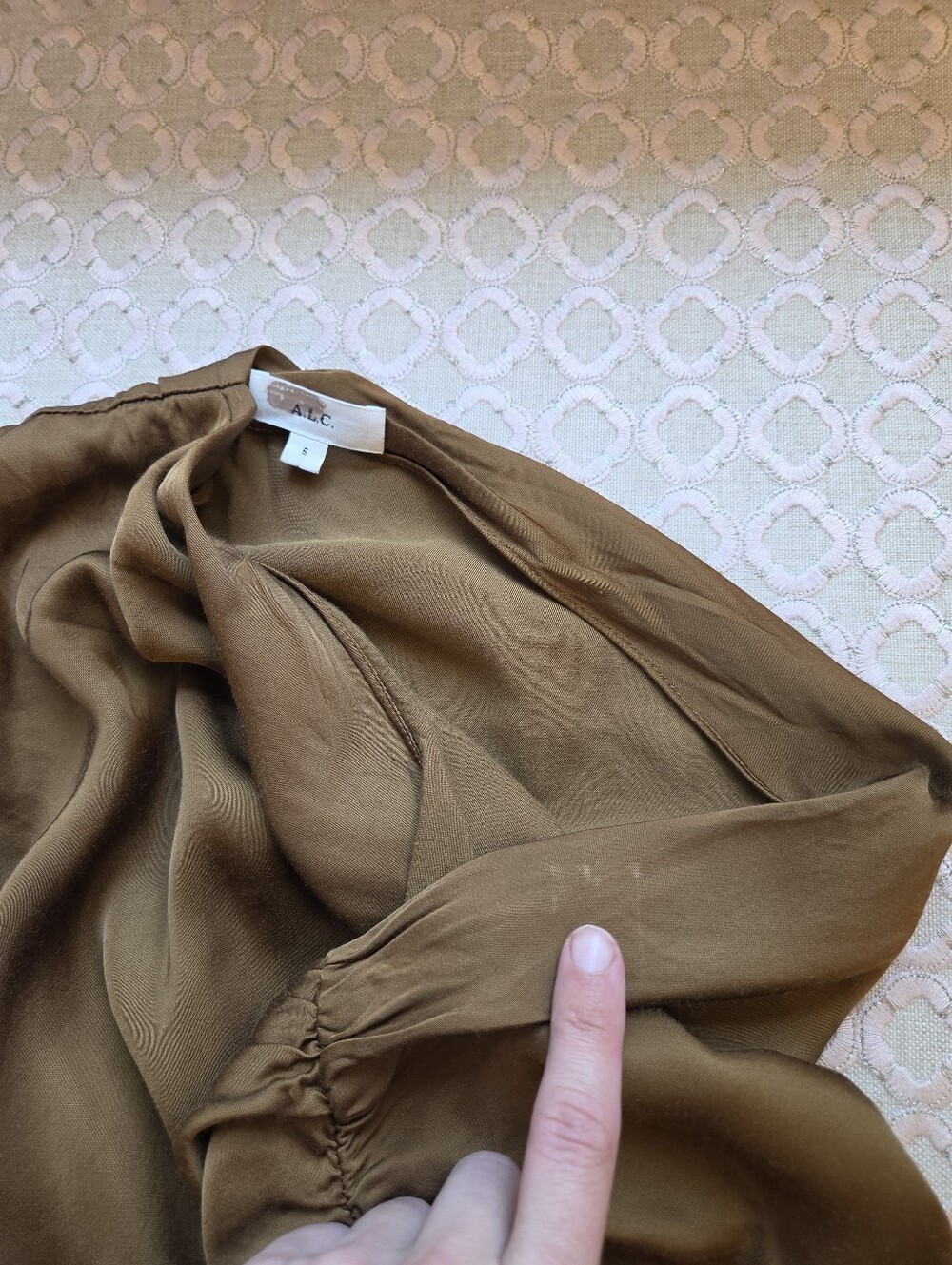 A.L.C. Women's Satin Penny Dress in Aged Bronze, Size 6, $595 - Picture 8 of 15